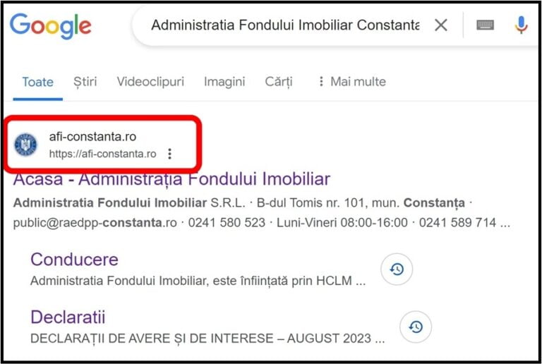 Administrația Fondului Imobiliar Constanța folosește fără drept însemnele oficiale ale Guvernului și dă vina pe Google pentru ’’sigla eronată’’